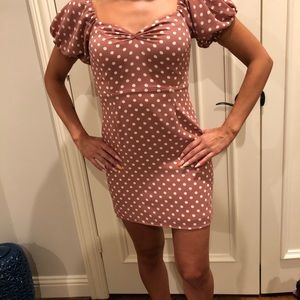 Polkadot dress mauve and white